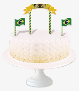 Enfeite Topper Para Bolo Brasil 2018 Festcolor - Bolo Chuva De Amor