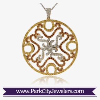 Colored Diamond Circle Medallion Pendant - Gold Ring Colour Stone