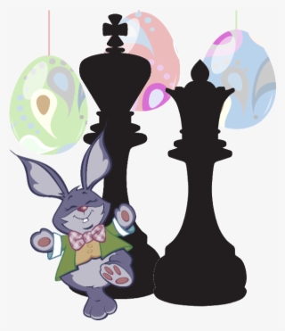 Easter Bunny With Chess King And Queen Clipart - Clip Art