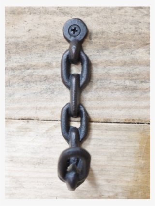 Small Cast Iron Chain Link Coat Hook - Wood