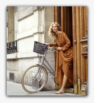 Kiberlain, French Actress In Paris, France - France Bicycle Fashion Style