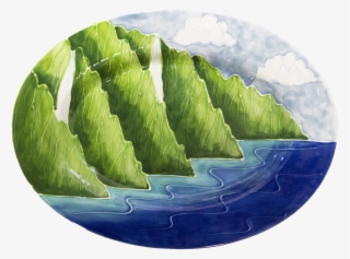 15" Oval Rim Platter Na Pali - Art