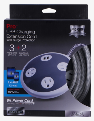 Pro Usb Charging Extension Cord With Surge Protection - Cable