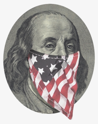 Ben Franklin With Usa Flag Mask - Ben Franklin Hundred Dollar Png
