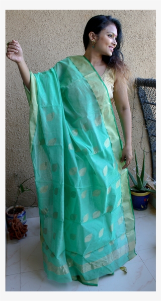 Chanderi Silk Saree In Green With Small Bootis All - Silk