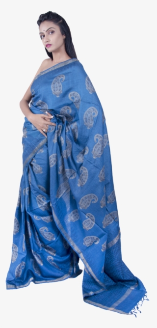 Indigo Blue Tussar Silk Saree - Silk