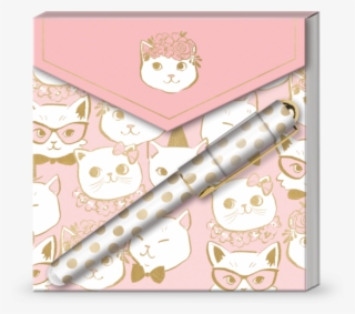 Fancy Cat Matchbook Note Pad With Pen - Cartoon