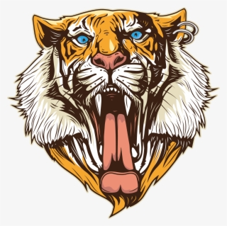 Clipart Tiger Open Mouth - รูป วาด เสือ คำราม