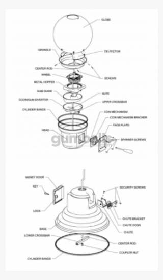 Wizkid Spiral Gumball Machine Parts 4 Gum - Drawing