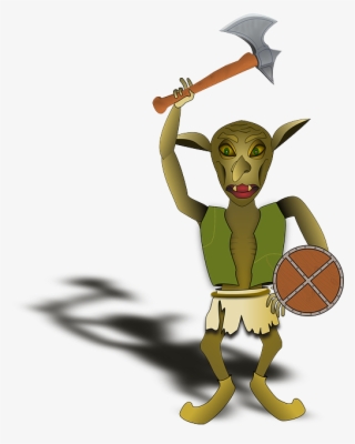 Axe Fantasy Goblin Monster Shield Warrior - Goblin Cartoon Png