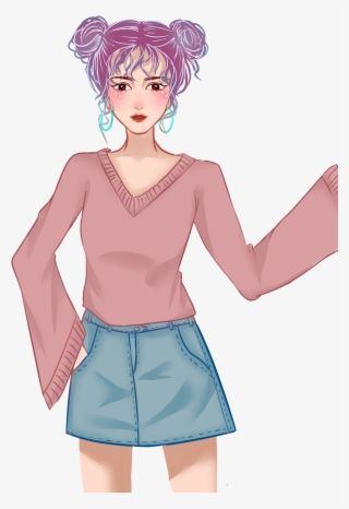 Cartoon Fashion Shopping Girl Png And Psd - Miniskirt