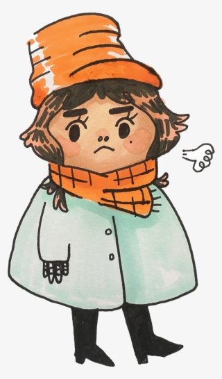 Self Portrait In Winter Coat - Illustration