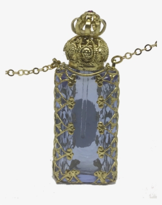 1/2 Oz Light Blue Filigree Necklace Perfume Bottle - Locket