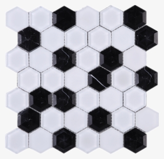 3d Hexagon Honey Comb Black And White Glass And Mosaic - Tile