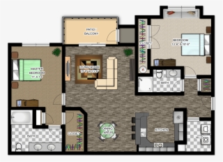 2 Bedroom/2 Bath-1167 Sq - Floor Plan