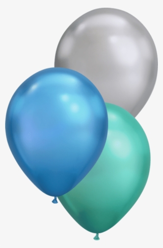 3 Mixed Coloured Chrome Balloons - Blue And Silver Chrome Balloons