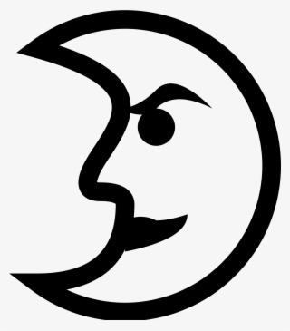 Open - Moon With Face Black And White Clipart