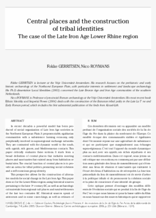 Central Places And The Construction Of Tribal Identities - Journal About Visible Light