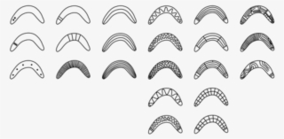 Stylised Line Drawings Of Engraved Boomerang Design - Boomerang Design Black And White