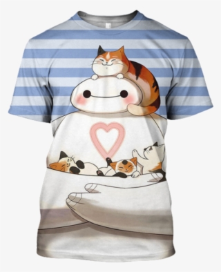 3d Baymax And Cat Tshirt - Big Hero 6 Baymax Cat