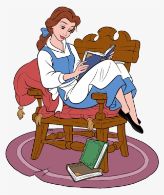 Belle Holding Book Belle Reading Book In Chair - Belle Reading Png Transparent