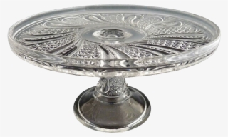 Mckee Antique Glass Cake Stand Salver Doric Feather - Antique