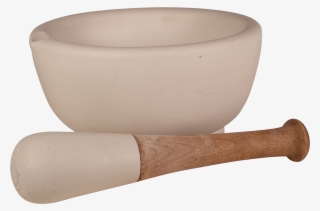 Porcelain Pharmacy Mortar And Pestle - Wood