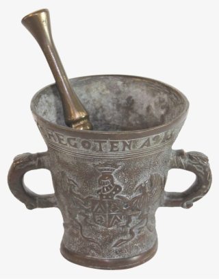 Antique Dutch Bronze Mortar & Pestle Dated 1576 From - Antique