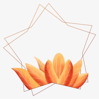 Hand Painted Border Coral Orange Leaves Plants Png - Leaf