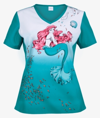 Cherokee Tooniforms Little Mermaid Scrub Top Disney - Little Mermaid Scrub Top
