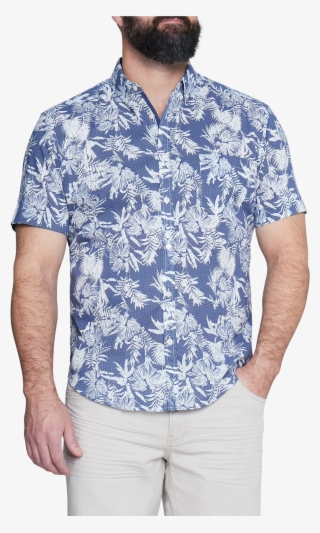 Blue Aloha Print Shirt - Polo Shirt