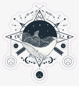Whale Underwater Tattoo Style Sticker