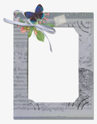 Grey Transparent Png Frame With Butterfly - Frame Free Transparent Designs Clip Art