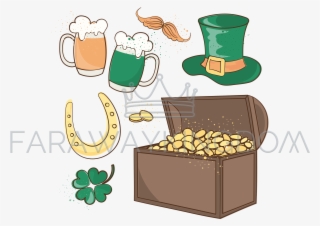 Chest Of Gold Saint Patrick Day Vector Illustration - Illustration