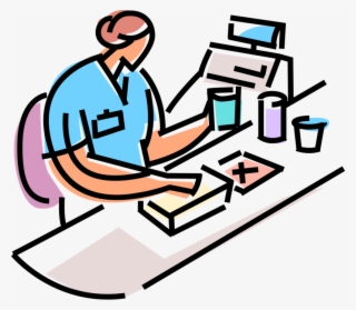 Vector Illustration Of Supermarket Grocery Store Cashier