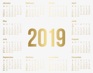 2019 Transparent Gold Calendar Png Image