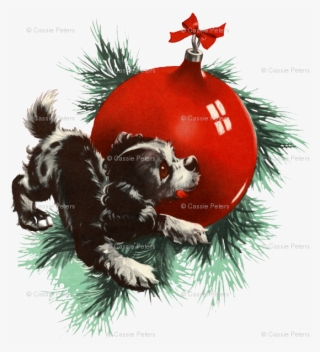 Vintage Christmas Puppy Wallpaper Angelandspot Spoonflower - Vintage Christmas Puppy