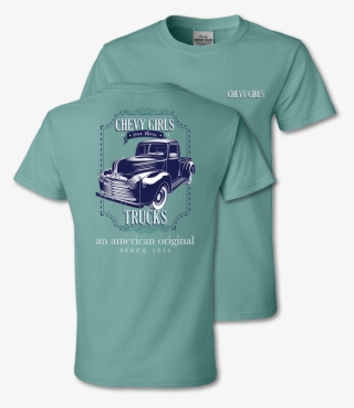 Ladies' Chevy Truck Girl Seafoam T-shirt - Antique Car