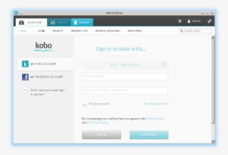 Sign In To Kobo Window - Kobo