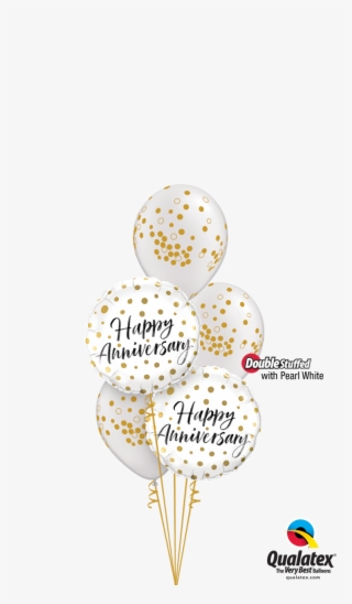 Happy Anniversary Gold Dots Bouquet - Balloon