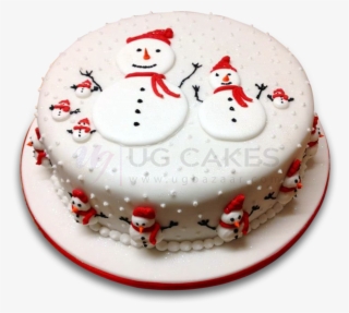 Christmas Cake With Snowman Fondant - Simple Iced Christmas Cakes