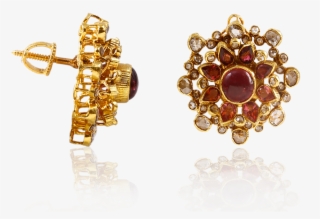 Crimson Flower Diamond Earrings - Earrings