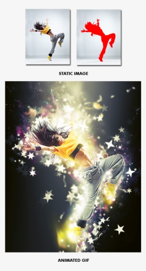 Gif Animated Stars Wave Photoshop Action - Stars & Wave