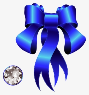 Blue Decorative Bow With Diamond Png Clipart - Blue Bow Clip Art