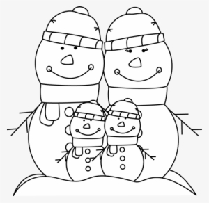 Black And White Snowman Family Clip Art - Snowmen Clip Art Black And White