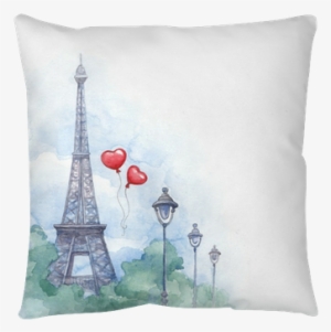 Watercolor Background With Illustration Of Eiffel Tower - Eiffel Tower People Watercolor