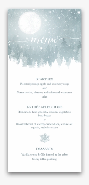 Rustic Winter Snowflakes Wedding Custom Menu - Wedding