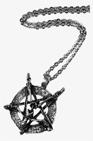 This Pewter Skeleton Inverted Pentagram Necklace Includes