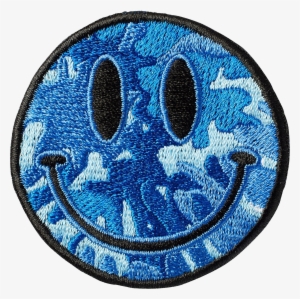 Blue Tie Dye Smiley Face Sticker Patch