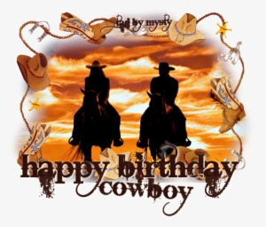 Cowboy Clipart Happy Birthday - Poster